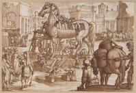 K II 090 bis
<br/>
Bouw van het houten Paard van Troje
<br/>
<em>Tempesta, Antonio (1555-1630)</em>